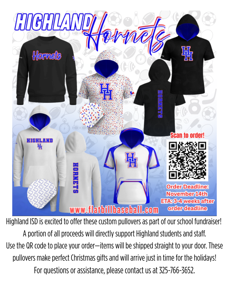 Highland Hornet Pullover Orders due November 14th.
