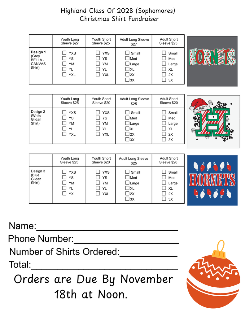 Christmas shirt order form