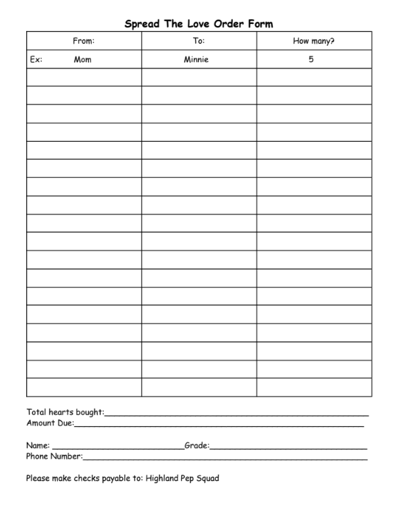 Spread the Love Order Form