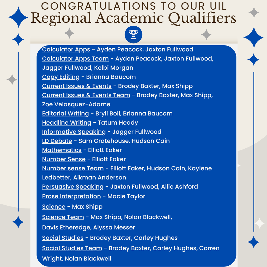 2026 UIL Regional Qualfiers