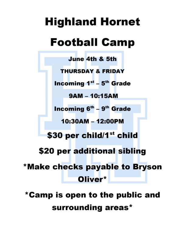 Highland Hornet Football Camp Info