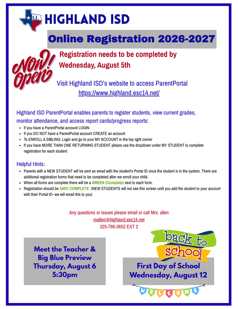 2026-2027 Online Registration Flyer