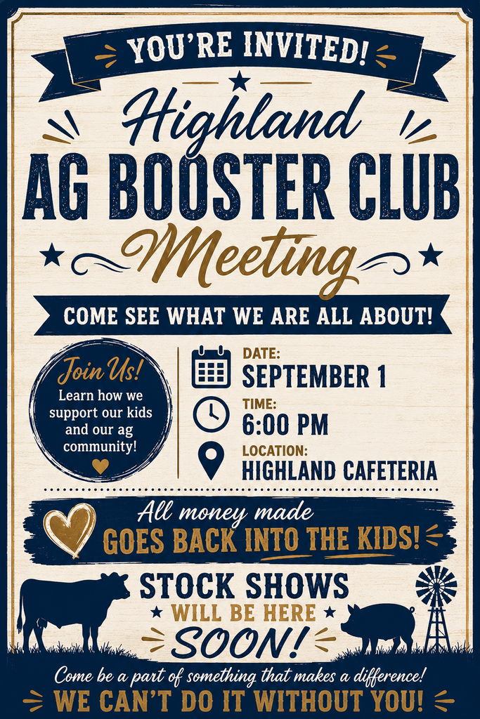 Highland Ag Booster Club Meeting - Sept 1st