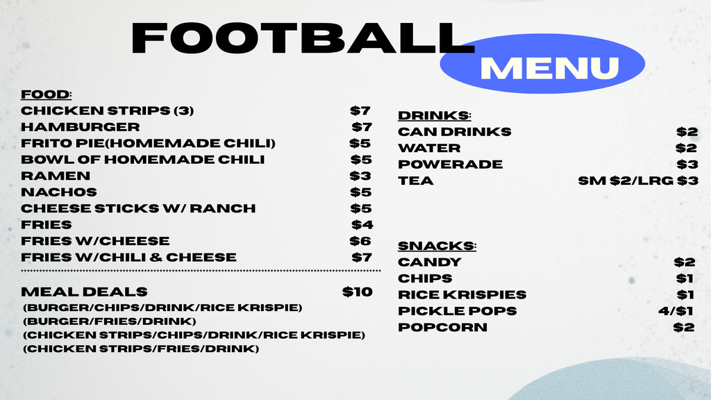 Football Menu
