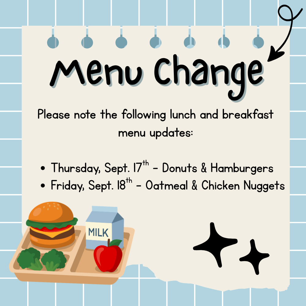 Menu Changes - Swap Sept. 17 & 18