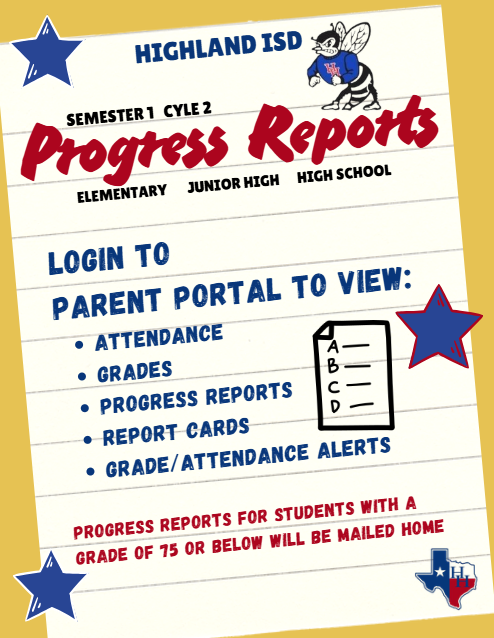 Progress Reports are Available on Parent Portal
