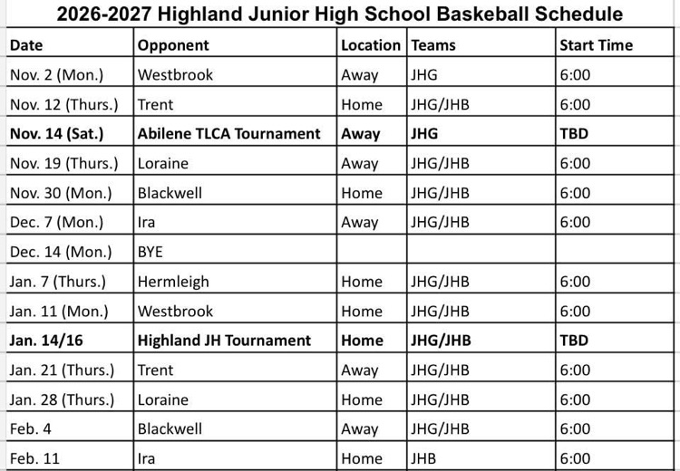 HS BBall schedule 