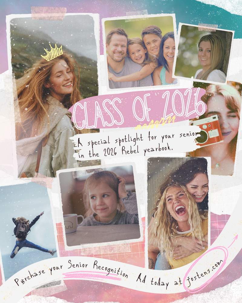 🔥 ATTENTION PARENTS OF THE CLASS OF 2026! 🔥 It’s time to shine the spotlight on your senior in the 2026 Rebel Yearbook! 📘✨ Celebrate their hard work, memories, and milestones with a Senior Recognition Ad that shows just how proud you are.  Don’t wait—these moments deserve their time in the spotlight! 🎓 Create and purchase your senior’s spotlight here: 👉 https://www.jostens.com/yearbooks/students-and-parents/yearbook-ads  ❤️🖤 Once a Rebel, always a Rebel. Go Rebels! 🖤❤️