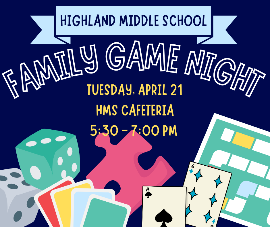 HMS is excited to host a Family Game Night on April 21st from 5:30–7:00 PM in the Middle School cafeteria! ALL students and their families in grades 5–8 are invited to attend. This special evening is a wonderful opportunity for families to spend quality time together while engaging in fun and interactive games. At HMS, we believe that strong family connections are an essential part of student success, and we value the role families play in our learning community. Throughout the event, students will take the lead by presenting games, explaining strategies, and making connections to skills and concepts they’ve learned throughout the school year. It’s a great chance to see their learning in action! We look forward to seeing you there!