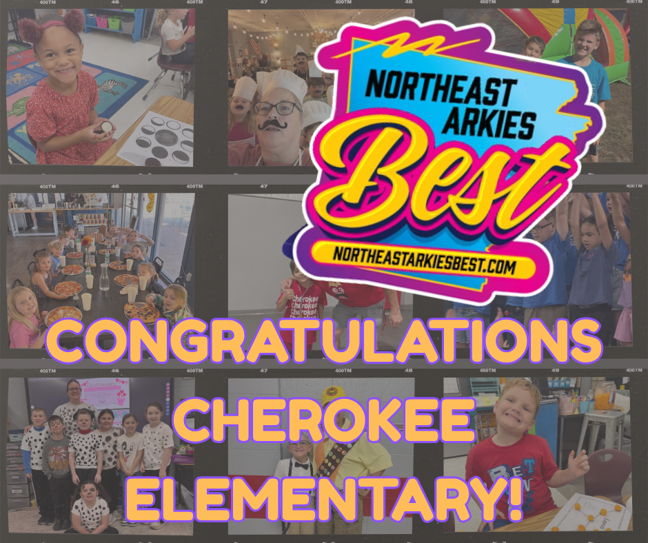 Congratulations to Cherokee Elementary School on being named the Gold Winner in the Elementary Education category for the 2026 edition of Northeast Arkies Best! 🏆❤️🤍🩶  This publication celebrates the businesses, people, and places that Northeast Arkansas communities love most, as chosen by local voters.  Community members nominated their favorites across key categories including Agriculture, Eat & Drink, Education, Health & Beauty, Home & Garden, Law, Motors, Real Estate, Services, Shopping, and Things to Do. More than 3,700 businesses, individuals, and organizations from 14 counties were nominated and appeared on this year’s ballot, with winners representing Baxter, Clay, Craighead, Fulton, Greene, Independence, Izard, Jackson, Lawrence, Mississippi, Poinsett, Randolph, Sharp, and Stone counties.  We are proud to see Cherokee Elementary recognized in such an outstanding way! 🎉