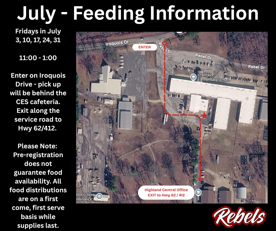 Just a few reminders before we begin our July Life360 Summer Food Service Program (SFSP) this Friday! Meal pickup will take place every Friday in July from 11:00 a.m. to 1:00 p.m. at the Cherokee Elementary School cafeteria. All children ages 1–18 must be pre-registered to participate. Please follow the designated traffic flow by entering through the Cherokee Elementary entrance and driving around to the back of the cafeteria. You will remain in your vehicle, and staff members will deliver your meals directly to your car while you are in line. After receiving your meals, please exit using the service road to Highway 62/412. As a reminder, each child will receive 5 breakfasts, 5 lunches, and milk for each meal each week. Also, as stated during pre-registration, meals are distributed on a first-come, first-served basis while supplies last. While pre-registration is required to participate, it does not guarantee food availability. We appreciate your cooperation and look forward to serving your family throughout the month of July!