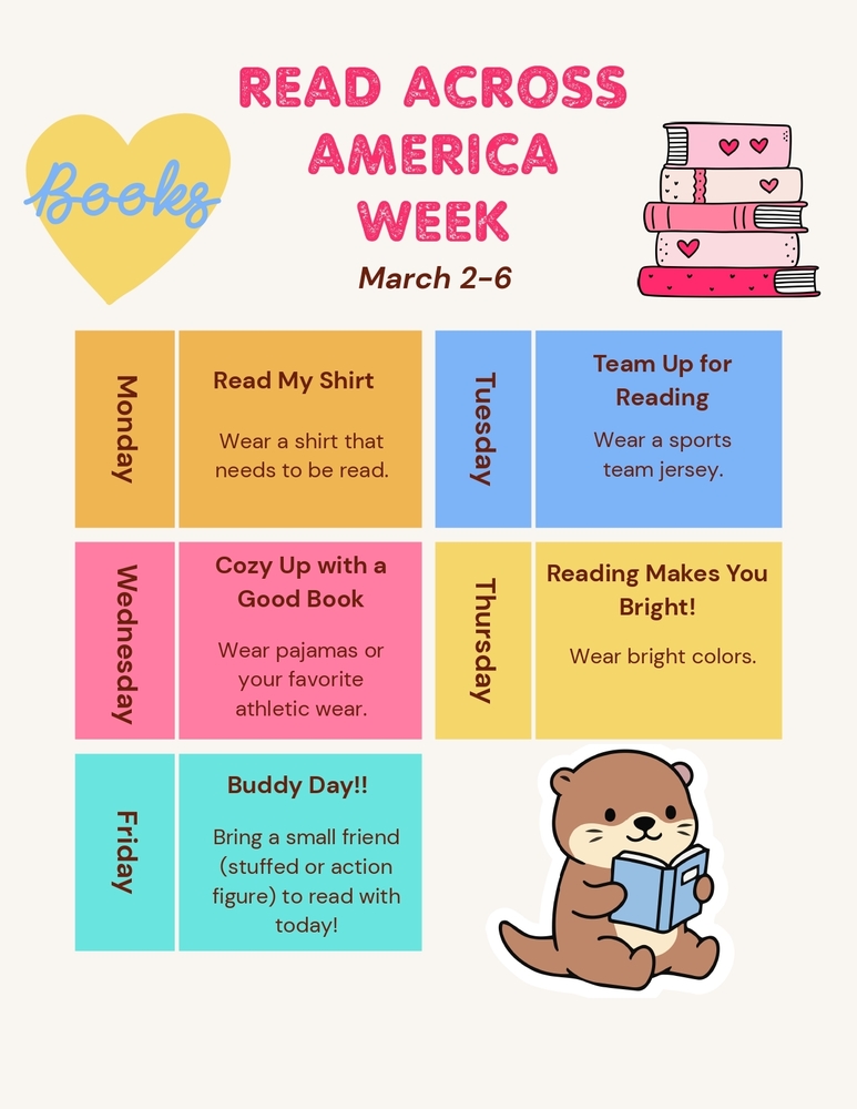 ❤️🤍🩶 One of our favorite weeks at Cherokee Elementary School is coming up NEXT week — Read Across America Week! 🩶🤍❤️ We are excited to celebrate this national week dedicated to reading, imagination, and the joy of learning. Throughout the week, students and staff will take part in fun activities across the building that encourage a love of books and help make reading come alive for everyone. Be sure to check out the flyer attached to this post for all the exciting details — and don’t forget to join in the fun by participating in the daily dress-up themes! We can’t wait to see our Rebels show their creativity and school spirit while celebrating the power of reading. Let’s make it a great week at CES! 📚