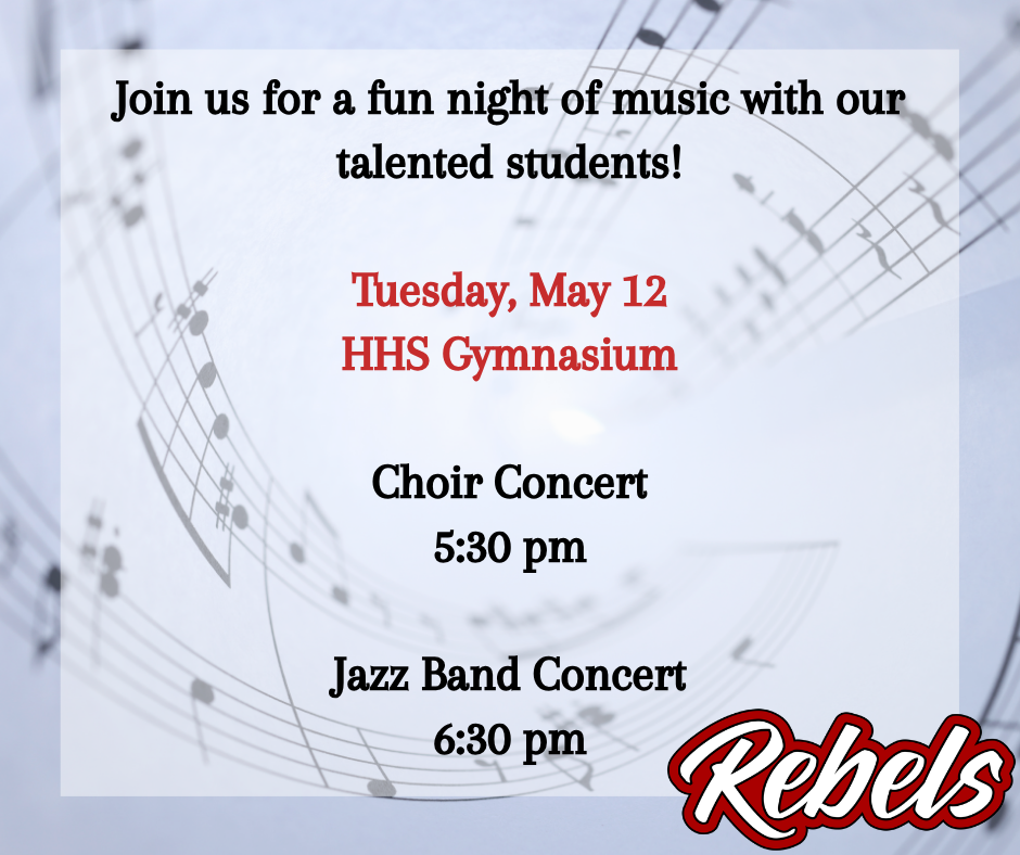 Our previously postponed choir concert will now be held in conjunction with the Jazz Band Concert, giving you two great performances in one night. 🎤 Choir Concert – 5:30 PM 🎷 Jazz Band Concert – 6:30 PM We’ll also have a live dessert auction featuring plenty of delicious homemade goodies. Come out and enjoy an evening of outstanding performances by our talented students while supporting our choir and band programs. We hope to see you there! ❤️🤍🩶