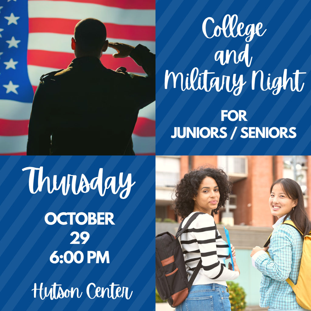 Highland High School juniors and seniors, it's time to start thinking about what's next!  Join us for our College & Military Fair on Thursday, October 29, at 6:00 PM in the A.L. Hutson Memorial Center!  Representatives from several colleges and three different branches of the military will be on hand to share information, answer questions, and help students explore the many opportunities available after graduation.  Whether you're planning to attend college, considering military service, or still figuring out your next steps, this is a great opportunity to learn more about your options!  📅 Thursday, October 29 ⏰ 6:00 PM 📍 A.L. Hutson Memorial Center  Come ask questions, explore your options, and discover what your future could hold! We hope to see our juniors, seniors, and their families there!