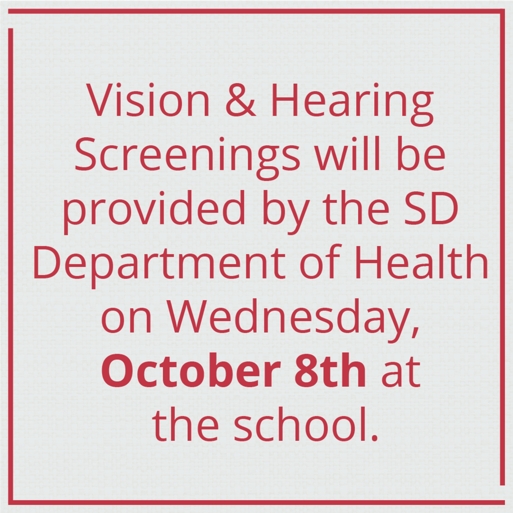 Informational poster for vision and hearing screenings