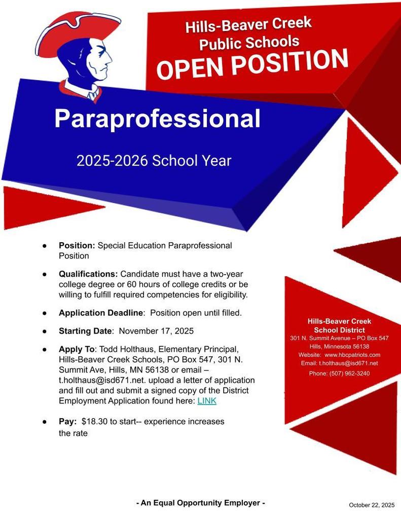 HBC Para Professional Opening 2025