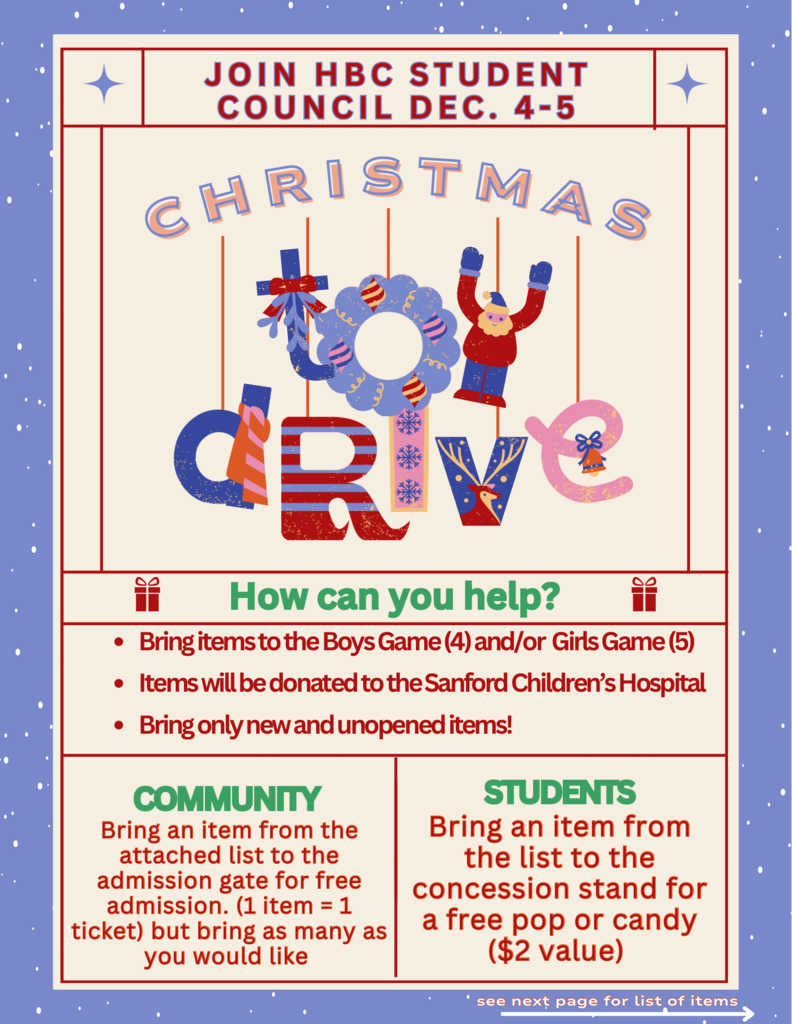 Bring toys to the H-BC Girls Basketball game and get free admission! - 1