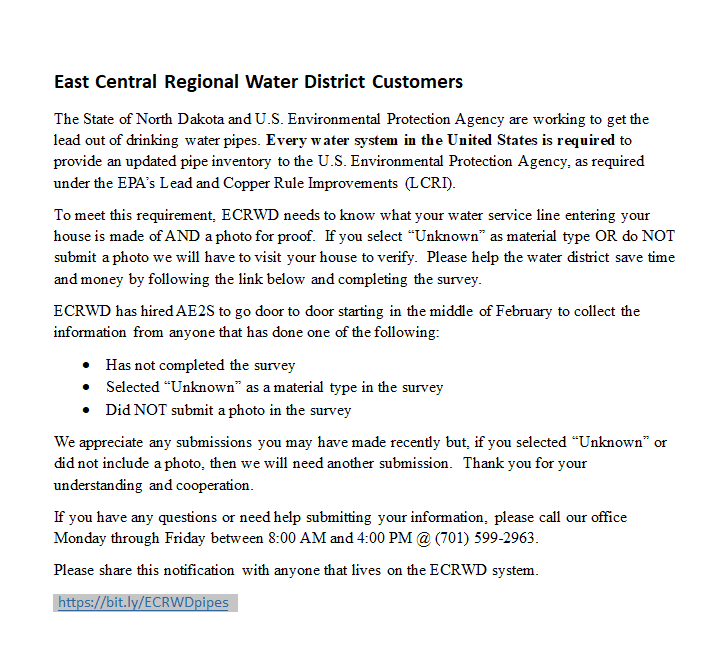 Letter from Water District
