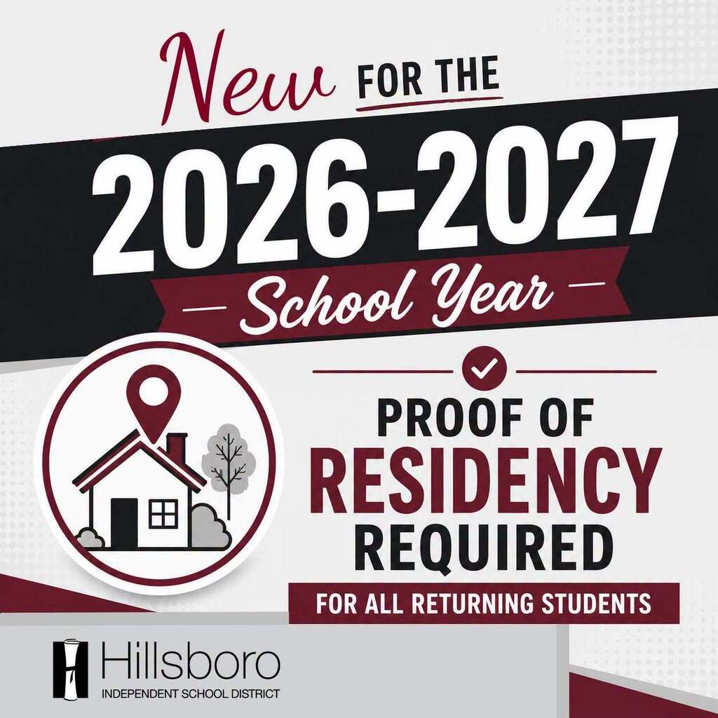 Informational Image stating that Proof of Residency is required for all students.