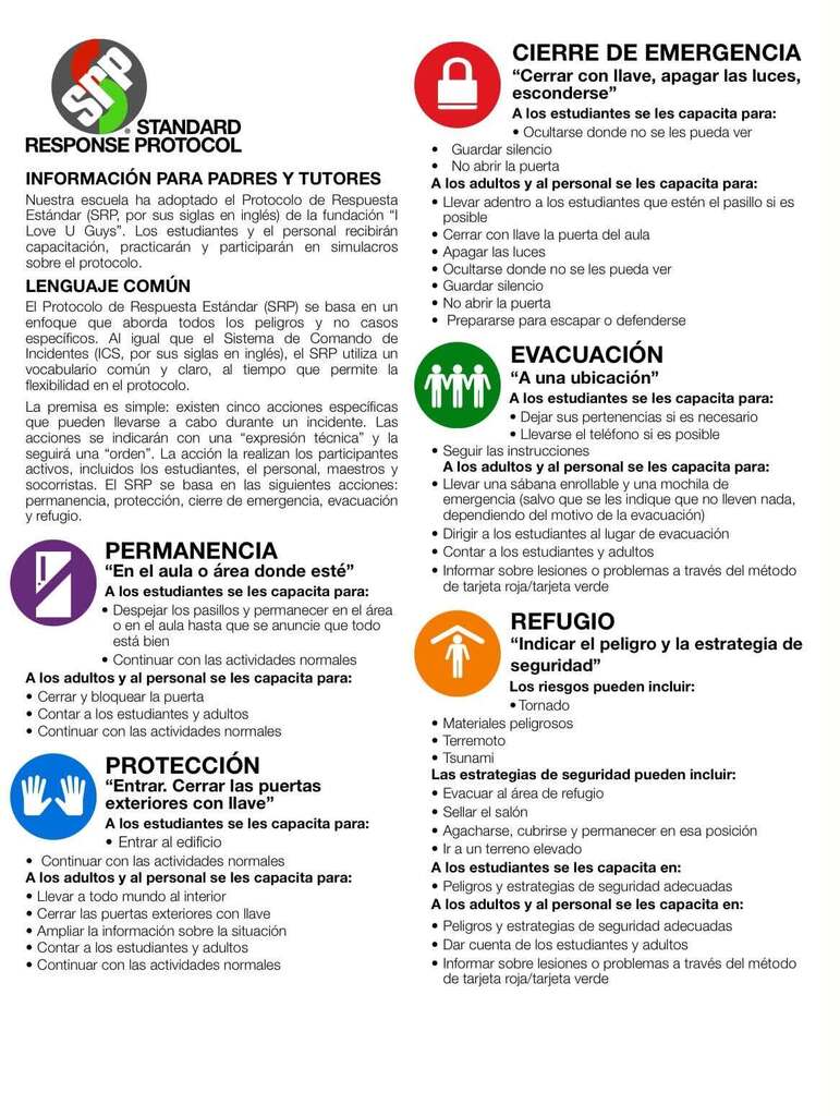 Images of the PDF Files showing the ILoveYouGuys Foundation Standard Response Protocols and Parent Guidance pages.