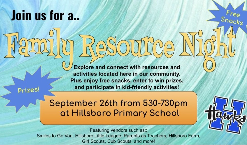 Join us for Family Resource Night ! Hillsboro R3 School District