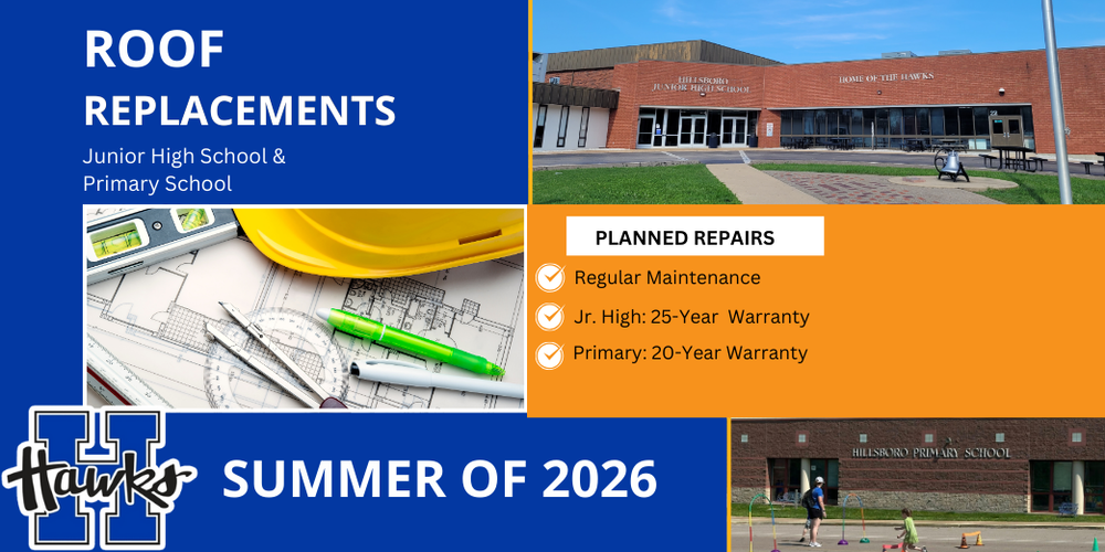 Roof Replacements Planned at the Hillsboro Junior High and Primary School in the summer of 2026
