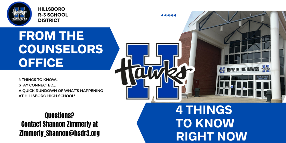 4 Things to Know Happening at the High School...and Much More! Questions? Contact Shannon Zimmerly at Zimmerly_Shannon@hsdr3.org