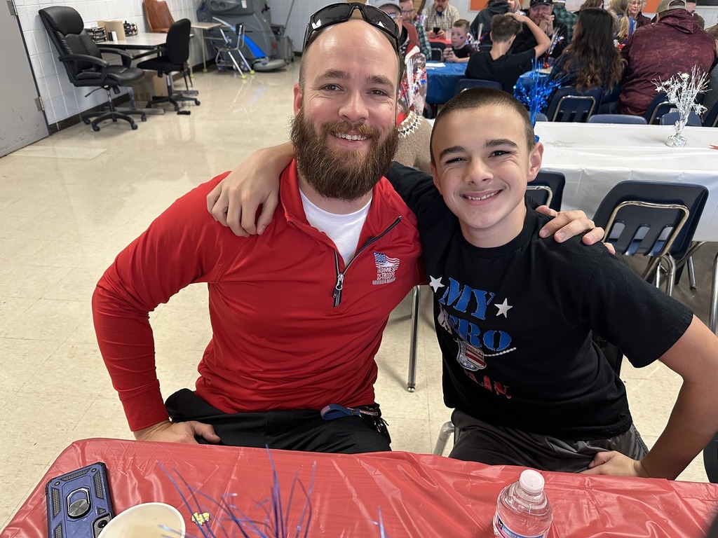 Father and son at our veterans breakfast and assembly at the junior high school
