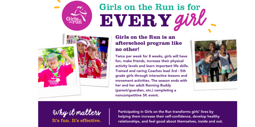 Girls on the Run afterschool program is for every girl in 3rd-5th grade