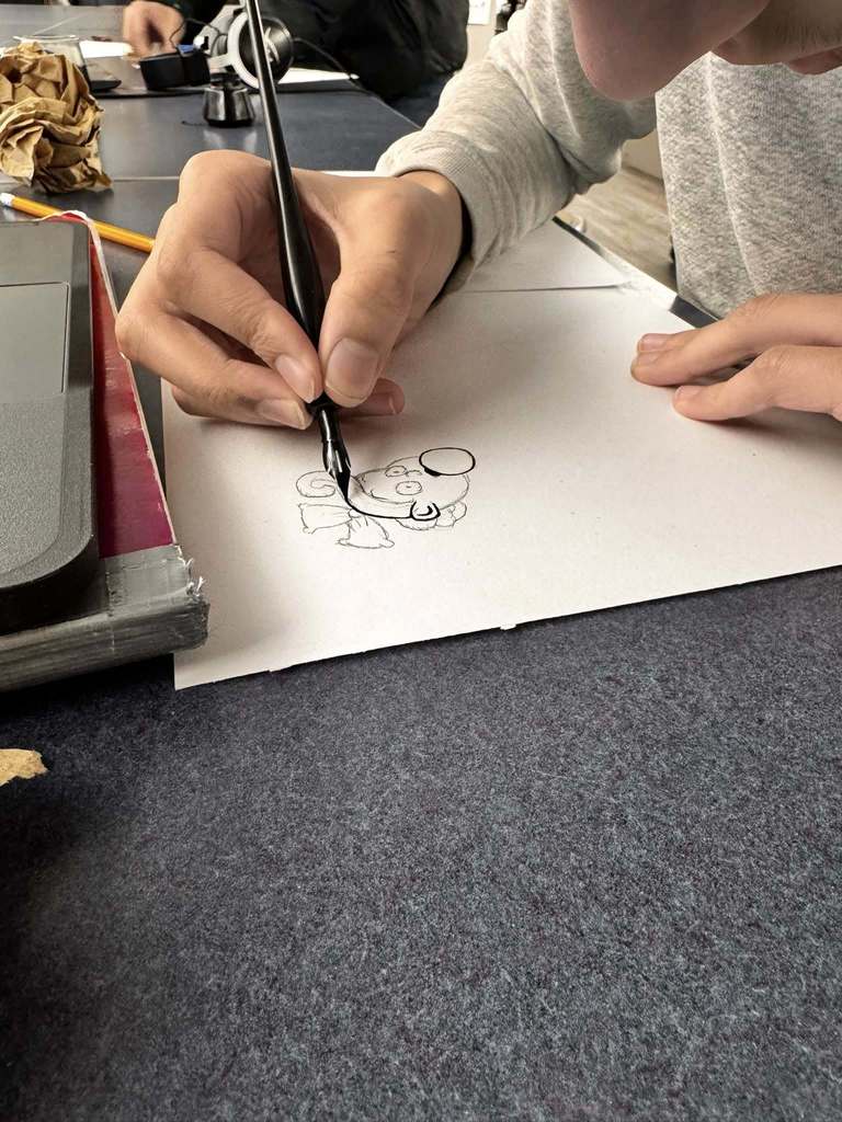 Cartoon drawing in High School Art Class