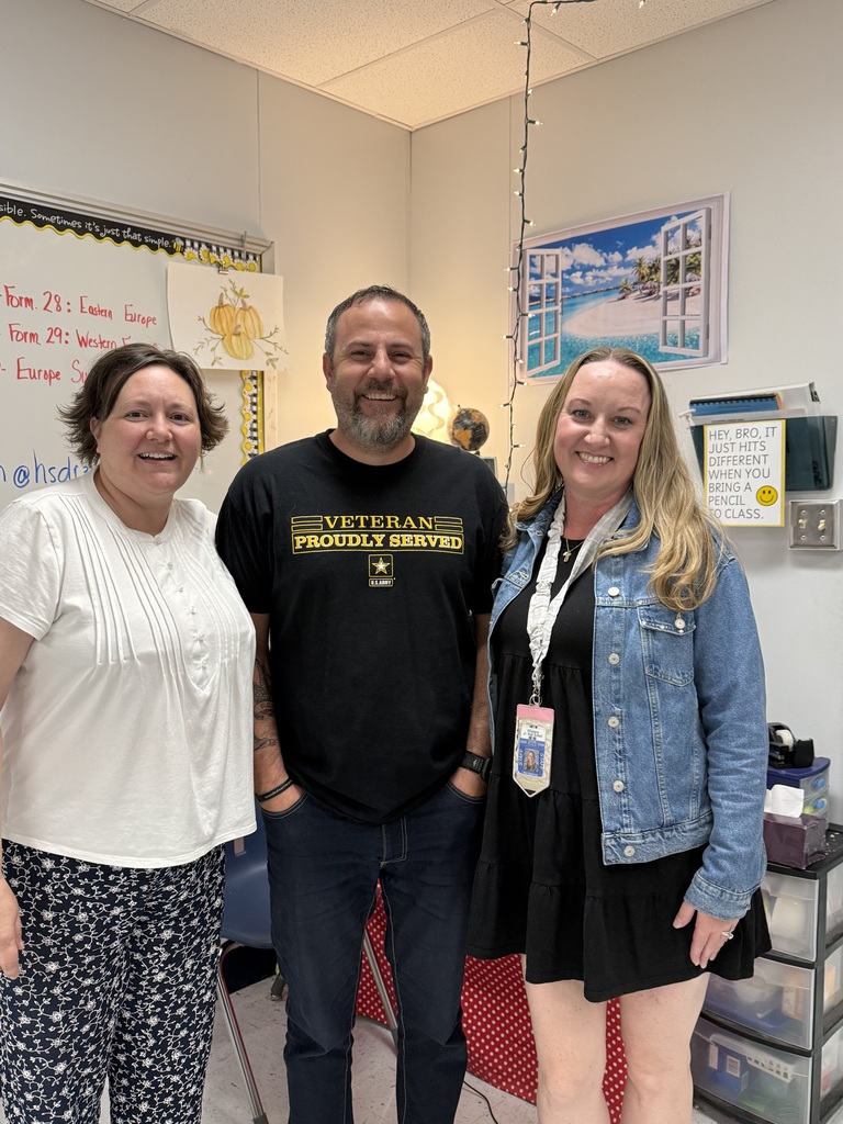 image of mrs. sharon luster. mr. chris miller and mrs. mary stephenson after miller spoke to their military appreciation classes. 