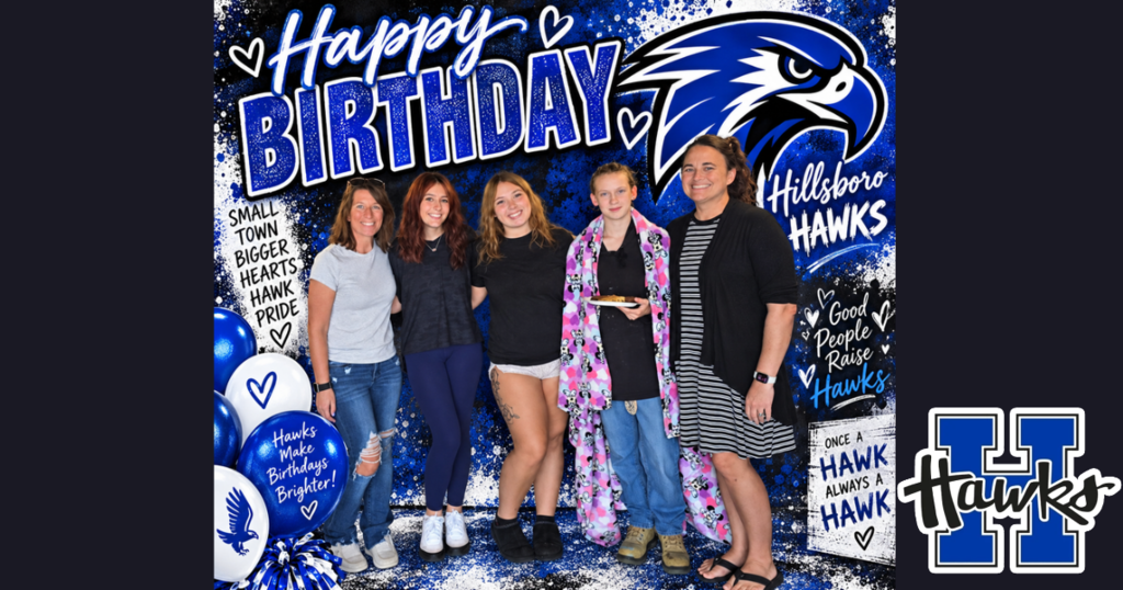 Happy Birthday. Image is of 5 people with birthdays in August and September at The Learning Center