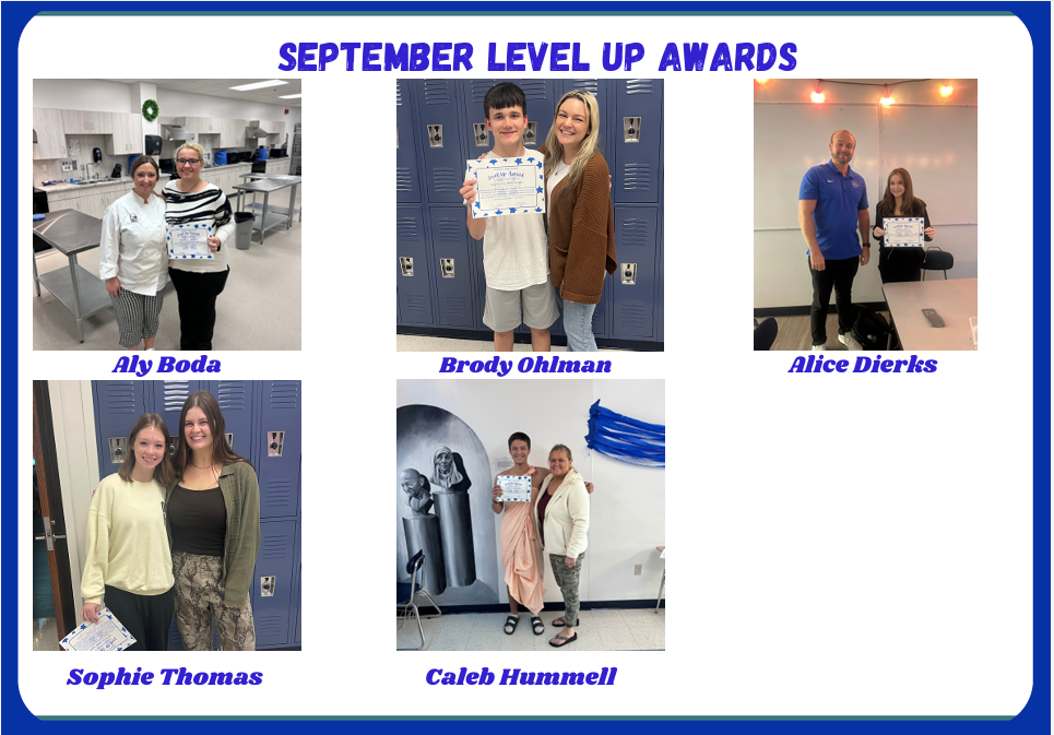images of our September Level Up Award Winners