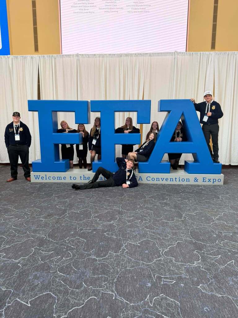 Hillsboro High School students smiling at the FFA Convention