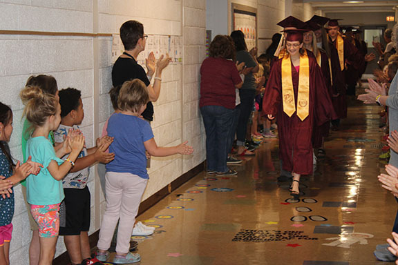 Graduates walking the halls of Hillsboro Elementary