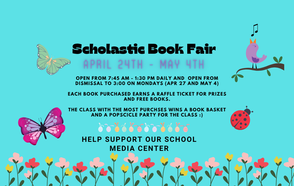 Image to advertise a Book Fair - April 24 - May 4th 