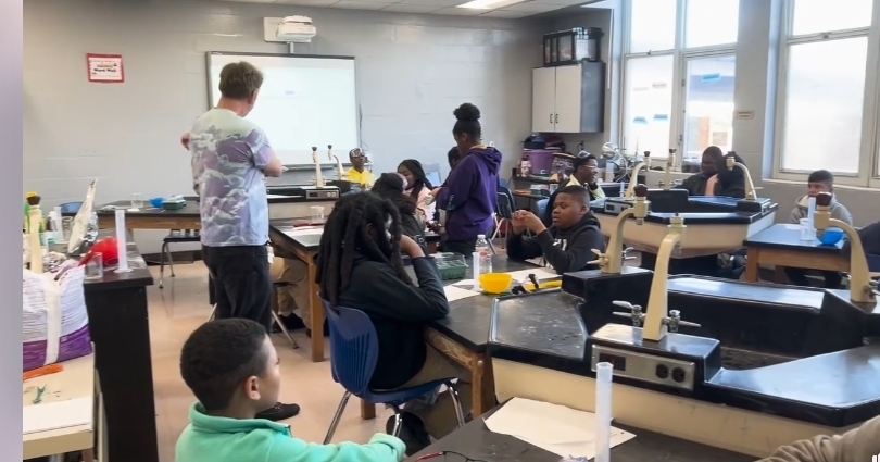 Mr. Rivera's class working on Moon Dirt Project.
