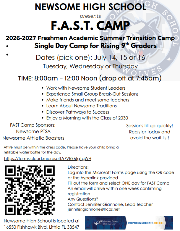 Newsome Fast Camp Flyer