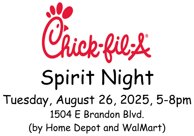 Chick-Fil-A Spirit Night Tues, Aug 26
