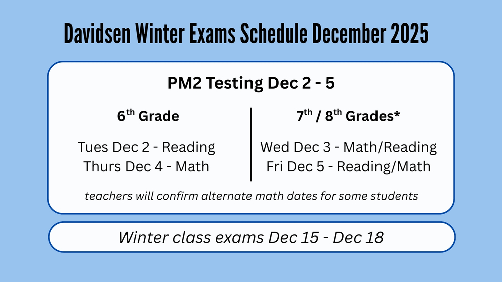 Davidsen Winter Exam Schedule
