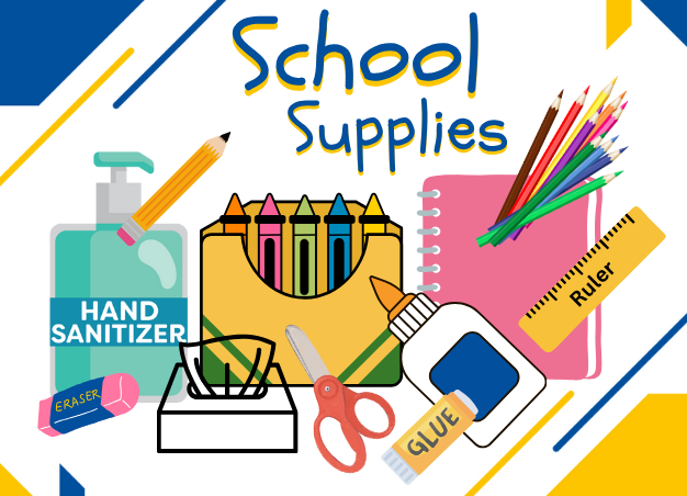 School Supplies with various items