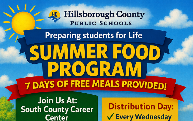 Summer Food PRogram 7 days of free meals provided