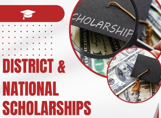 Text that reads District & National Scholarship 