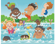 kids jumping in a body of water