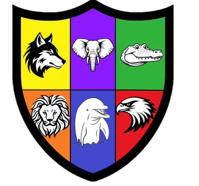 Shield with our six house logos