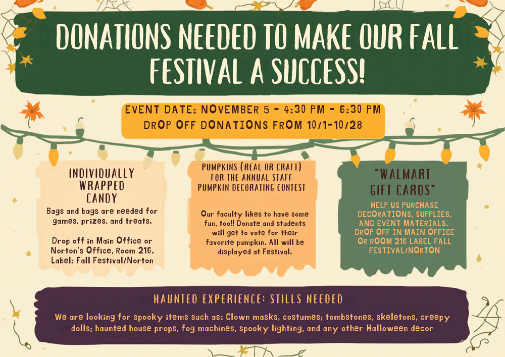 Fall Festival Donations Flyer