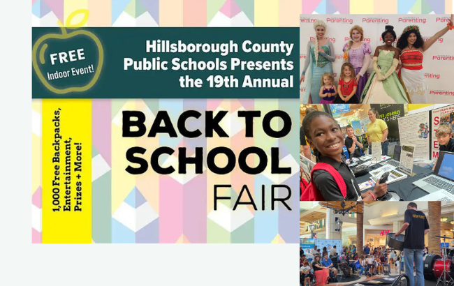 BACK TO SCHOOL FAIR 19TH ANNUAL PRESENTED BY HCPS smiling kids and vendors
