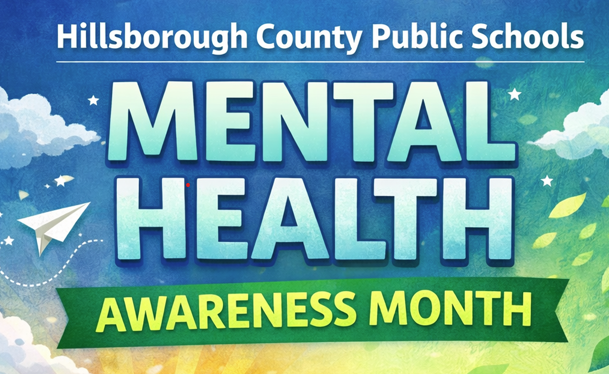 Cloud background with mental health awareness month written across it 