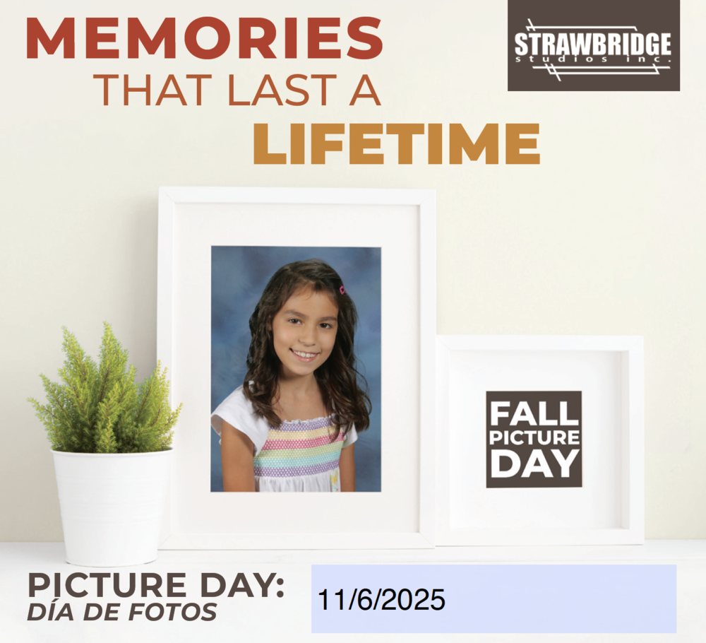 A girl in a picture frame. Fall Picture Day 11/6/2025