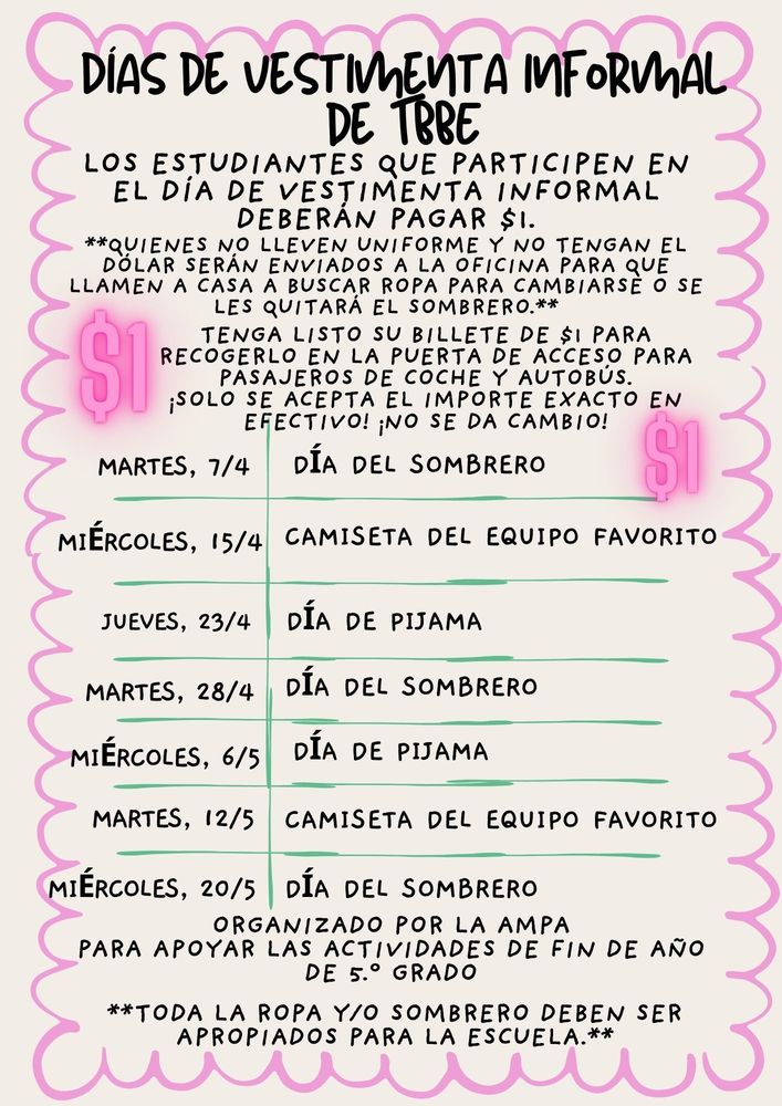 Días de vestimenta informal de TBBE